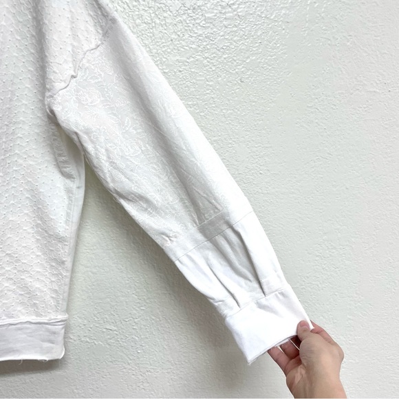 Sundance Split Lace Front 1/4 Button Front Sweatshirt - Picture 9 of 12